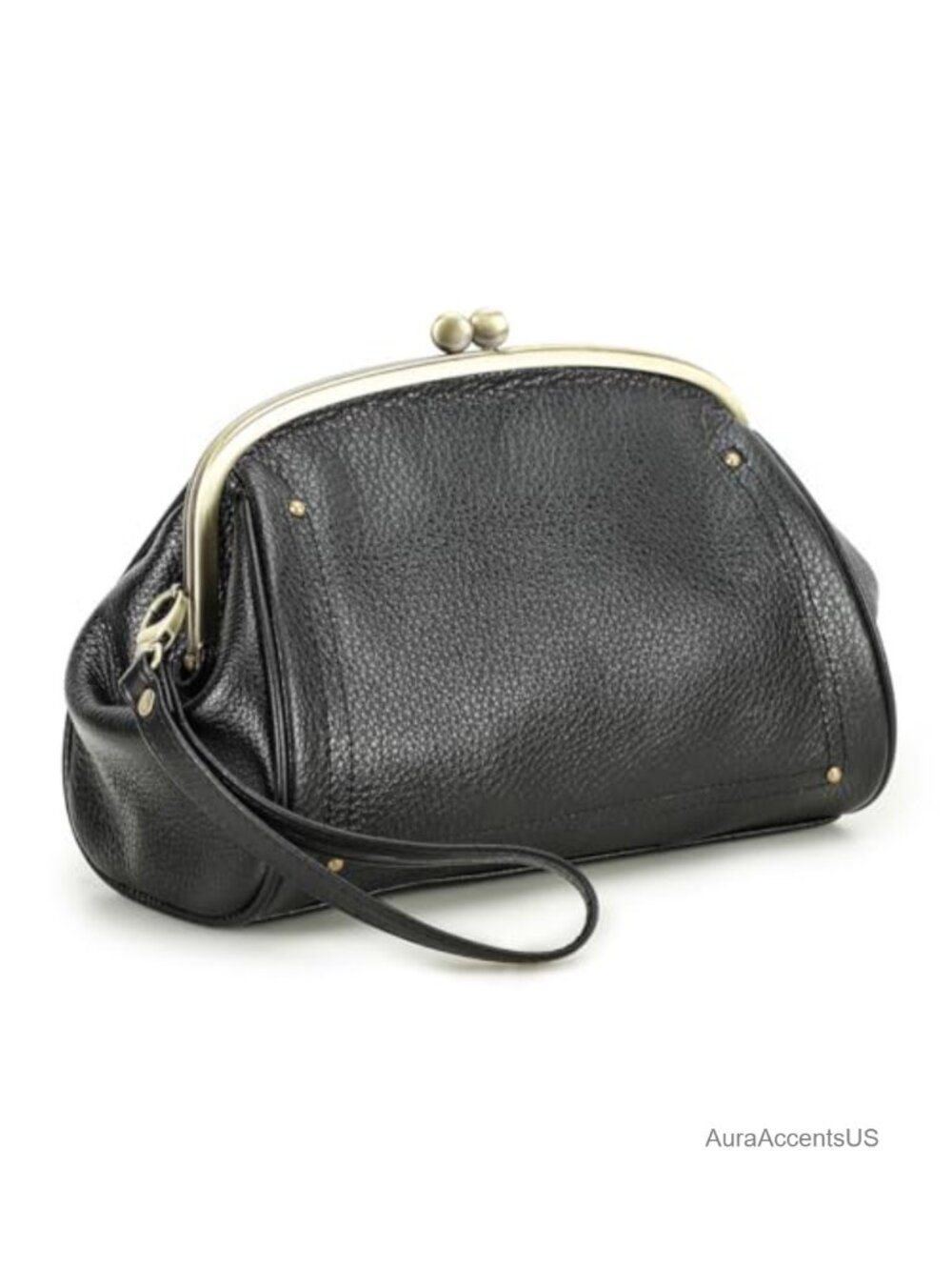 Full Grain Leather Kiss Lock Clutch Purse Women's Evening Bag Bridal Clutch